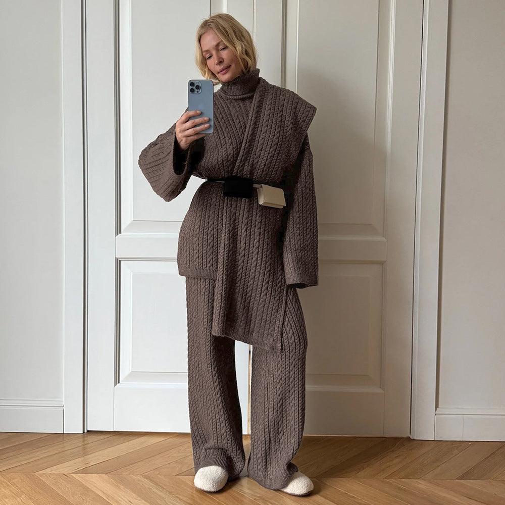 Knitting Women's Autumn And Winter New Two-piece Suit