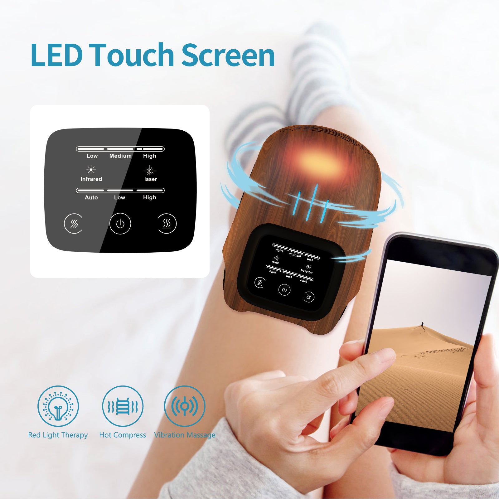 Intelligent Home Use Electric Intelligent Kneading Heating Knee Massager Rechargeable Pain Relief Infrared Laser Vibration Knee Massager