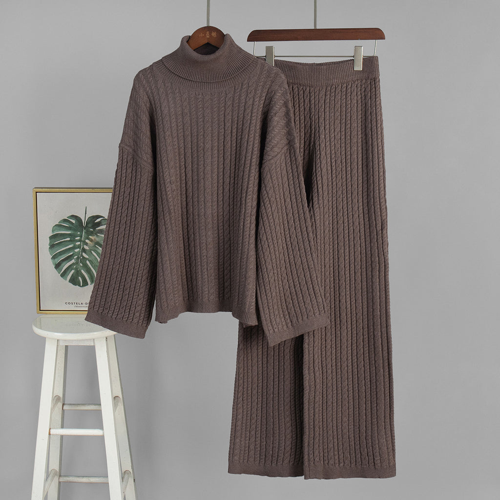Knitting Women's Autumn And Winter New Two-piece Suit